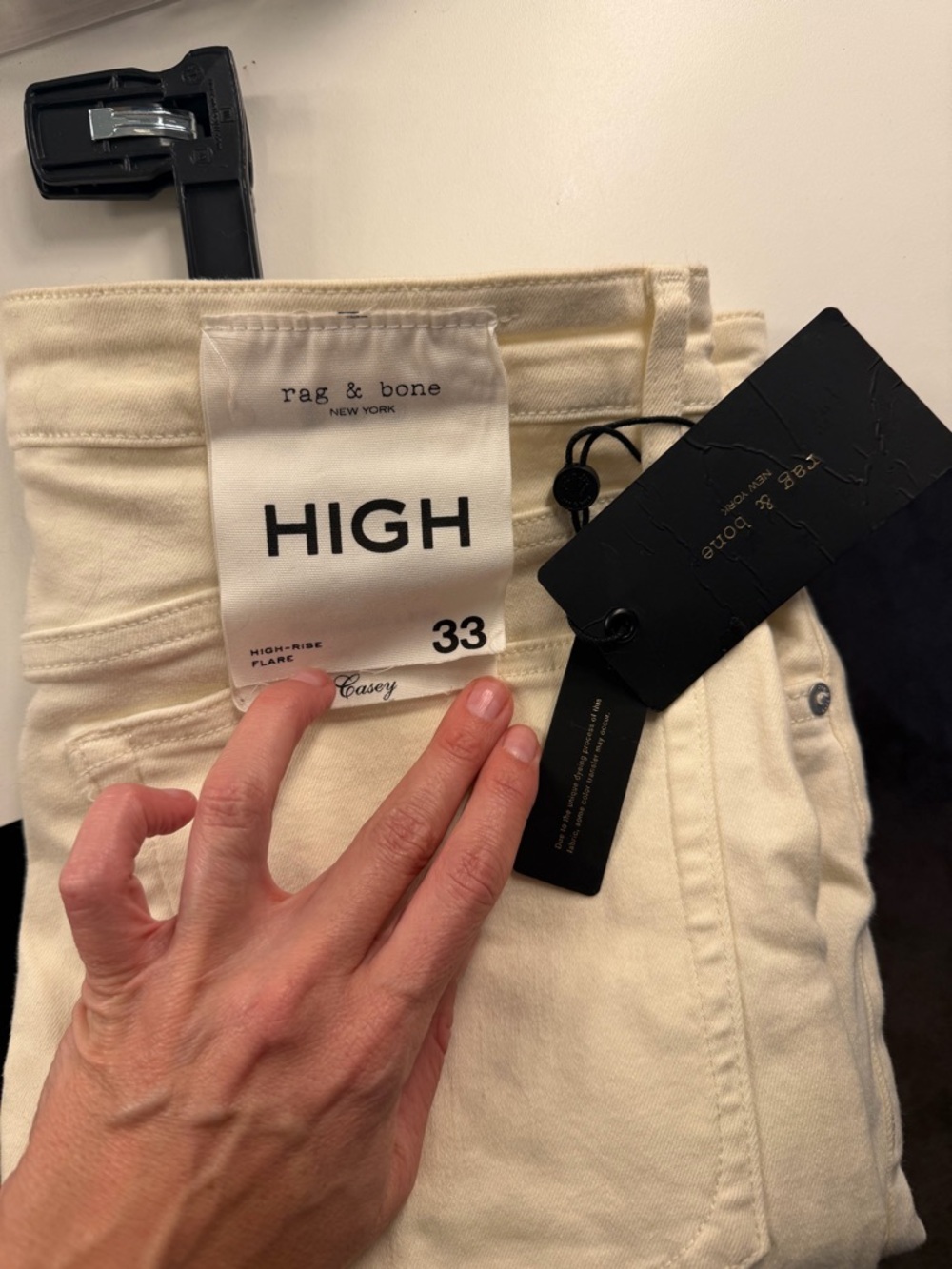 rag & bone Cream High-Rise Flare Jeans - Picture 5 of 5